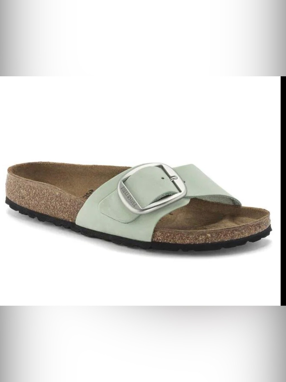 Birkenstock Madrid Women’s Single-Buckle Slide Sandal in Sage Green Matcha